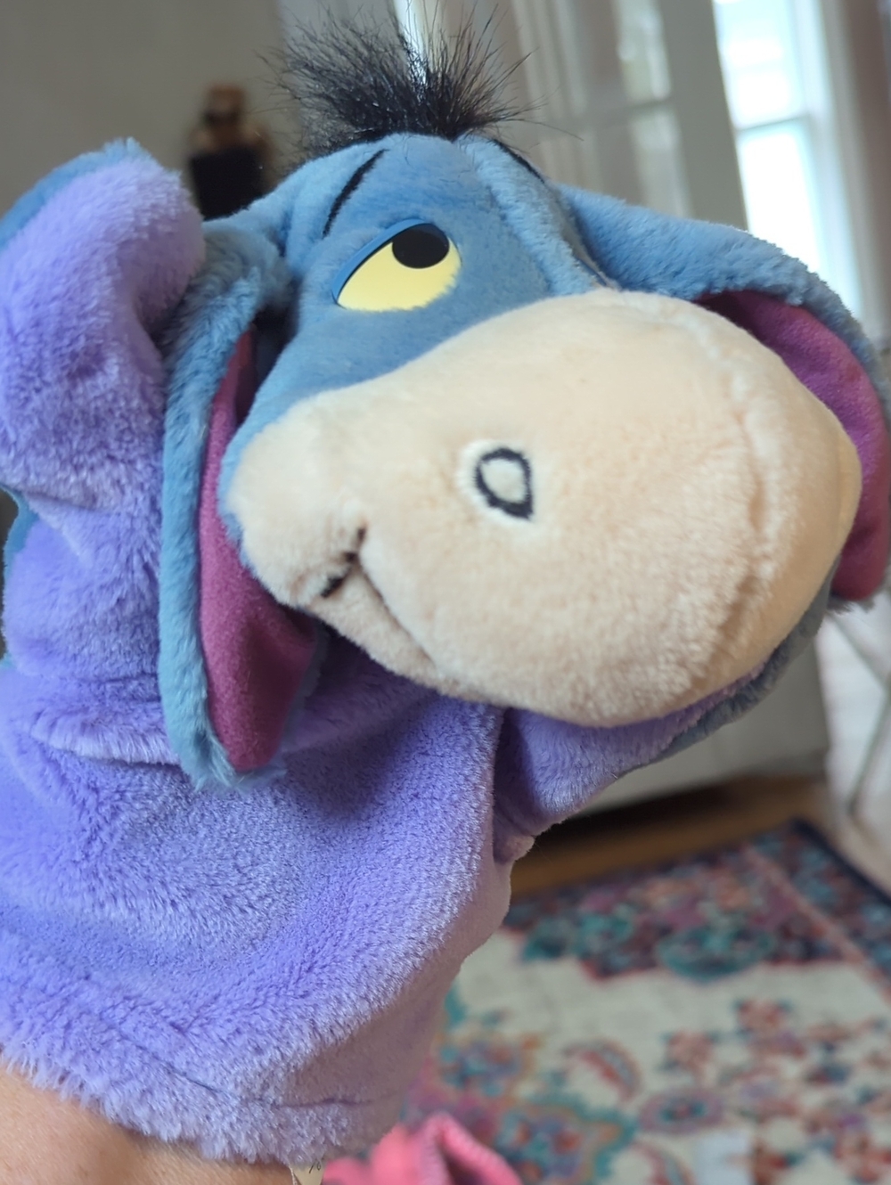 Mattel Eeyore Plush Hand Puppet - Purple, Blue, Cream